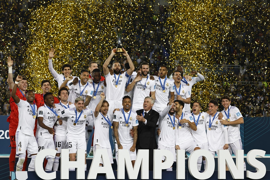 "ريال مدريد" يتوّج بكأس العالم للأندية للمرة الخامسة في تاريخه (تصوير: أ ف ب)