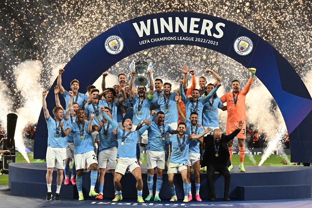 نادي مانشستر سيتي يتوّج بدوري أبطال أوروبا (تصوير: أ ف ب)